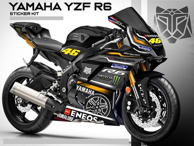  Yamaha  YZF R6 Decal Sticker Kit Racing 01 Orange Line 